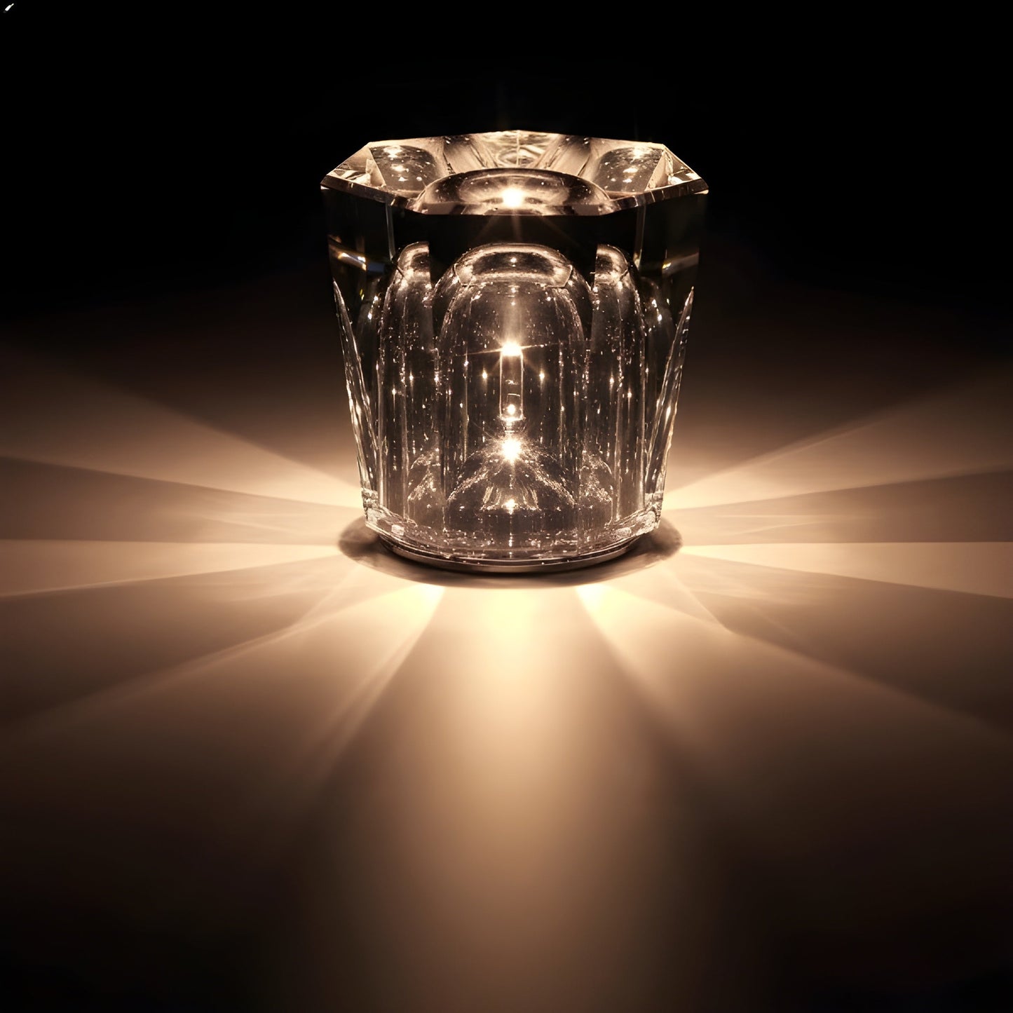 Kristall Tischlampe Diamantoptik 360° Licht Kabellos USB Aufladbar