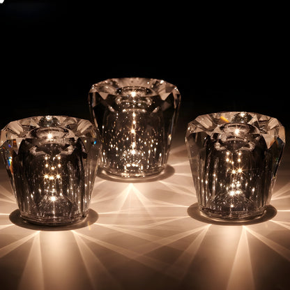 Kristall Tischlampe Diamantoptik 360° Licht Kabellos USB Aufladbar