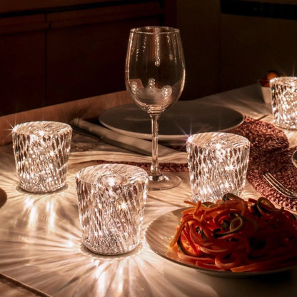 Kristall Tischlampe Diamantoptik 360° Licht Kabellos USB Aufladbar