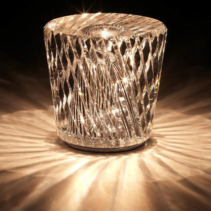 Kristall Tischlampe Diamantoptik 360° Licht Kabellos USB Aufladbar