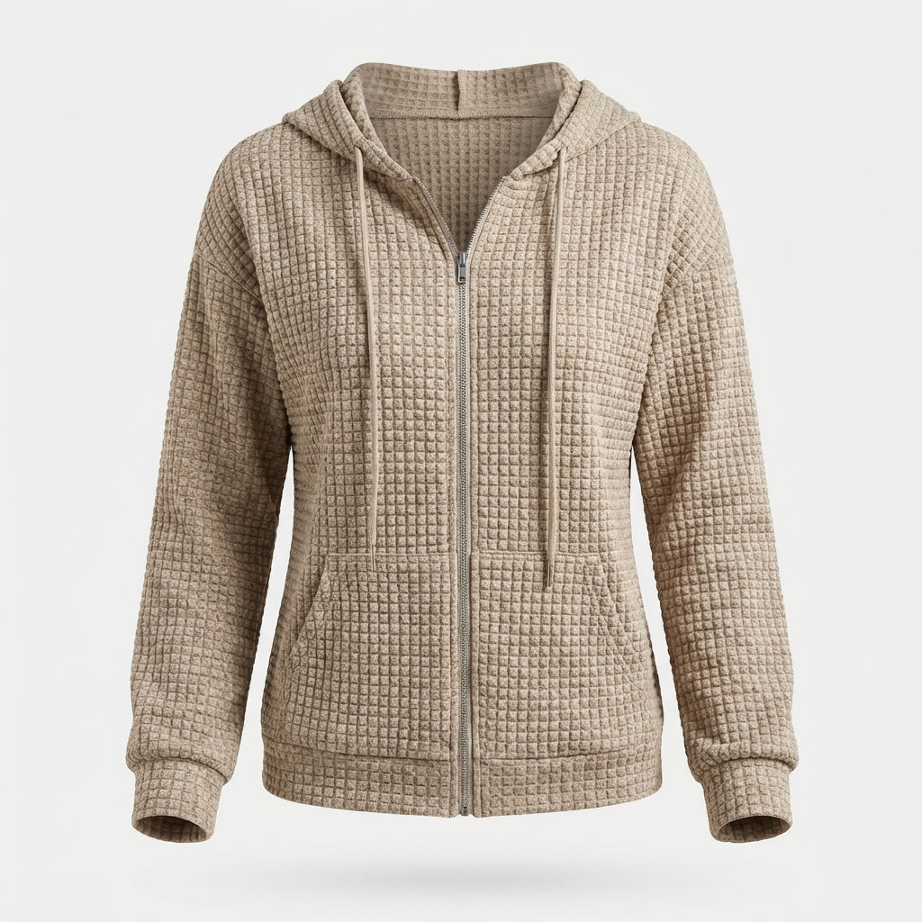Kristel Damen Cardigan Waffelstrick Beige - Norvielle
