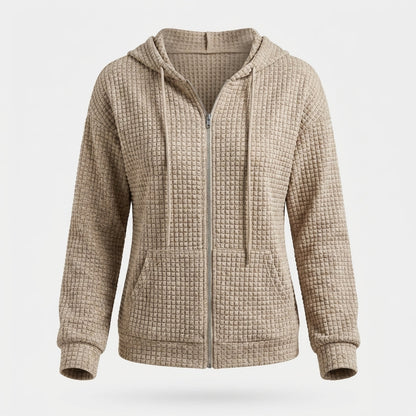 Kristel Damen Cardigan Waffelstrick Beige - Norvielle