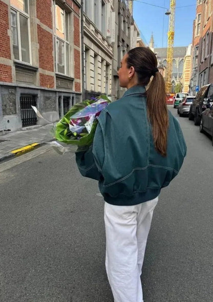Damen Kurzjacke Reißverschluss Übergangsjacke