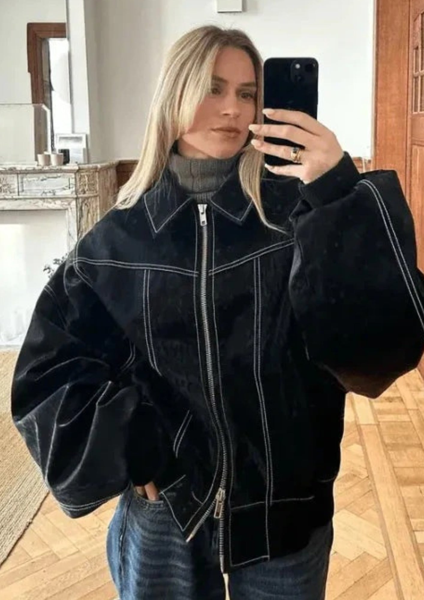 Damen Kurzjacke Reißverschluss Übergangsjacke