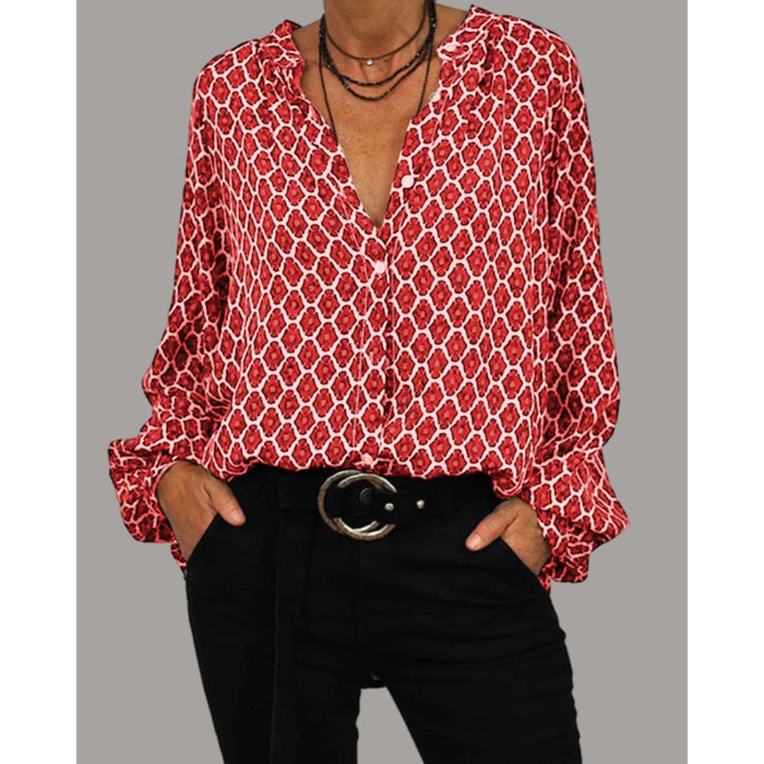 Damen Bluse V-Ausschnitt Leicht