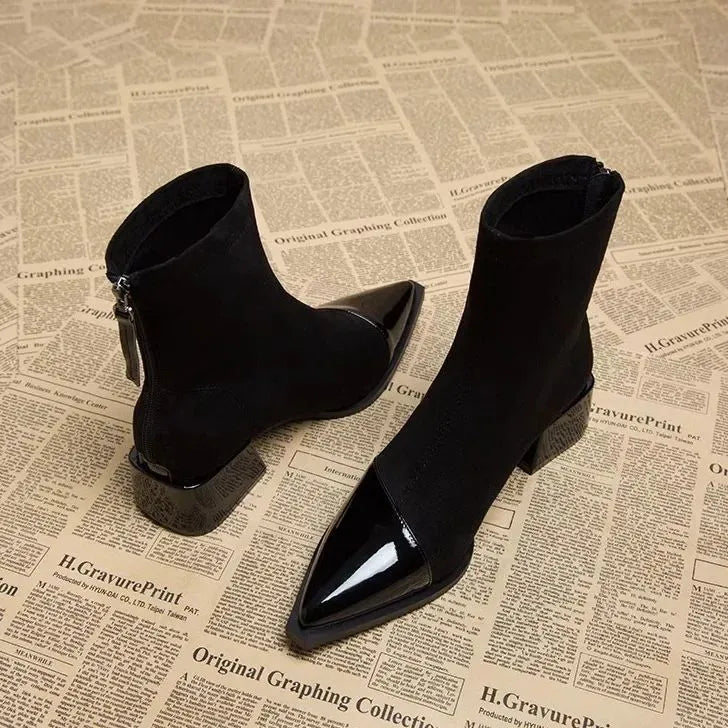 Damen Winter-Ankle-Boots Mit Blockabsatz