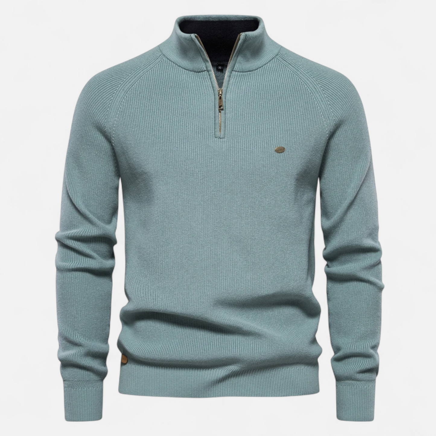 Herren Strickpullover Stehkragen Reißverschluss Baumwolle