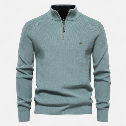 Herren Strickpullover Stehkragen Reißverschluss Baumwolle