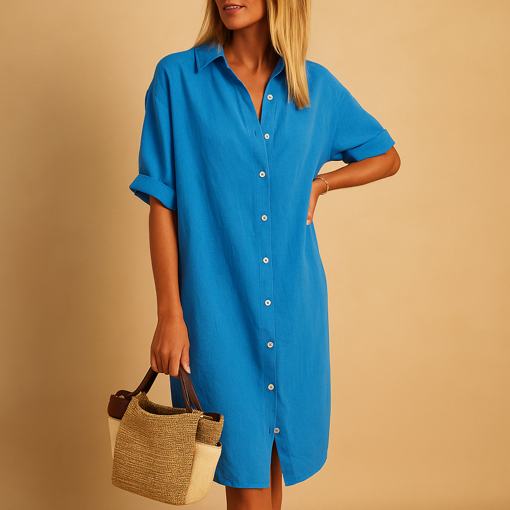 Damen Langarmhemdkleid Elegantes Design
