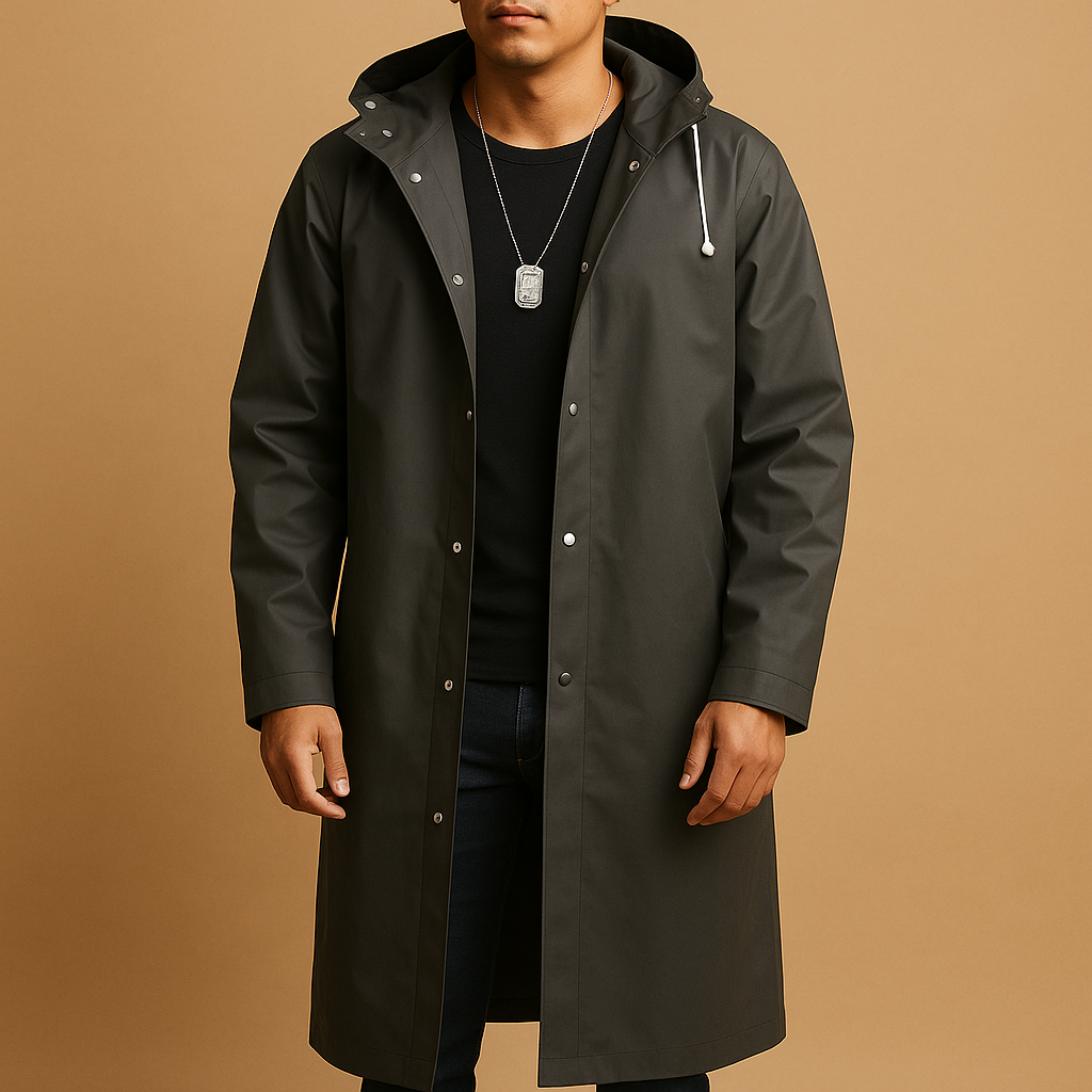 Herren Regenjacke Wasserdicht Lang EVA Warm → Herren Regenjacke