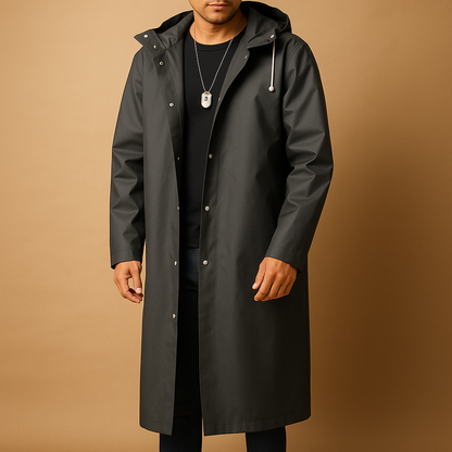 Herren Regenjacke Lang Wasserdicht EVA Bequem Schwarz - Norvielle