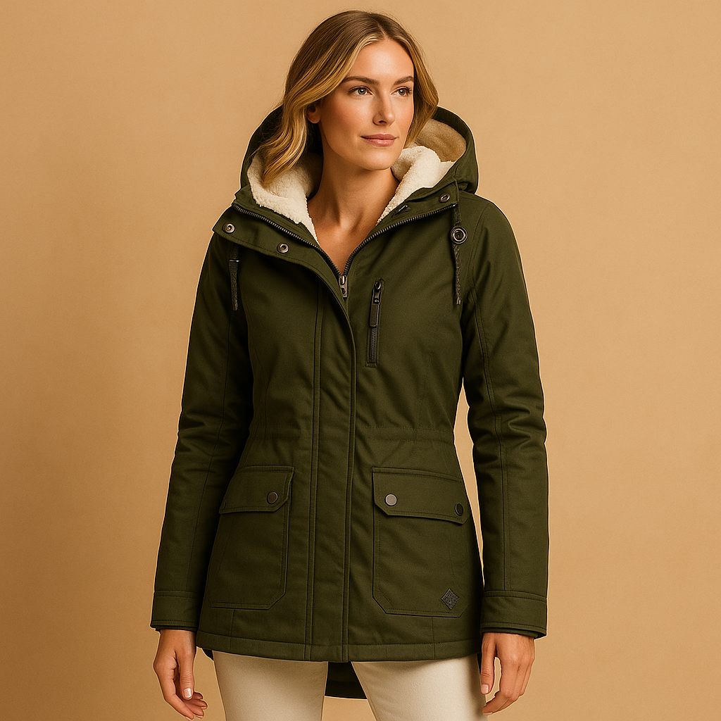 Damen Winterjacke Lang Schwarz - Norvielle
