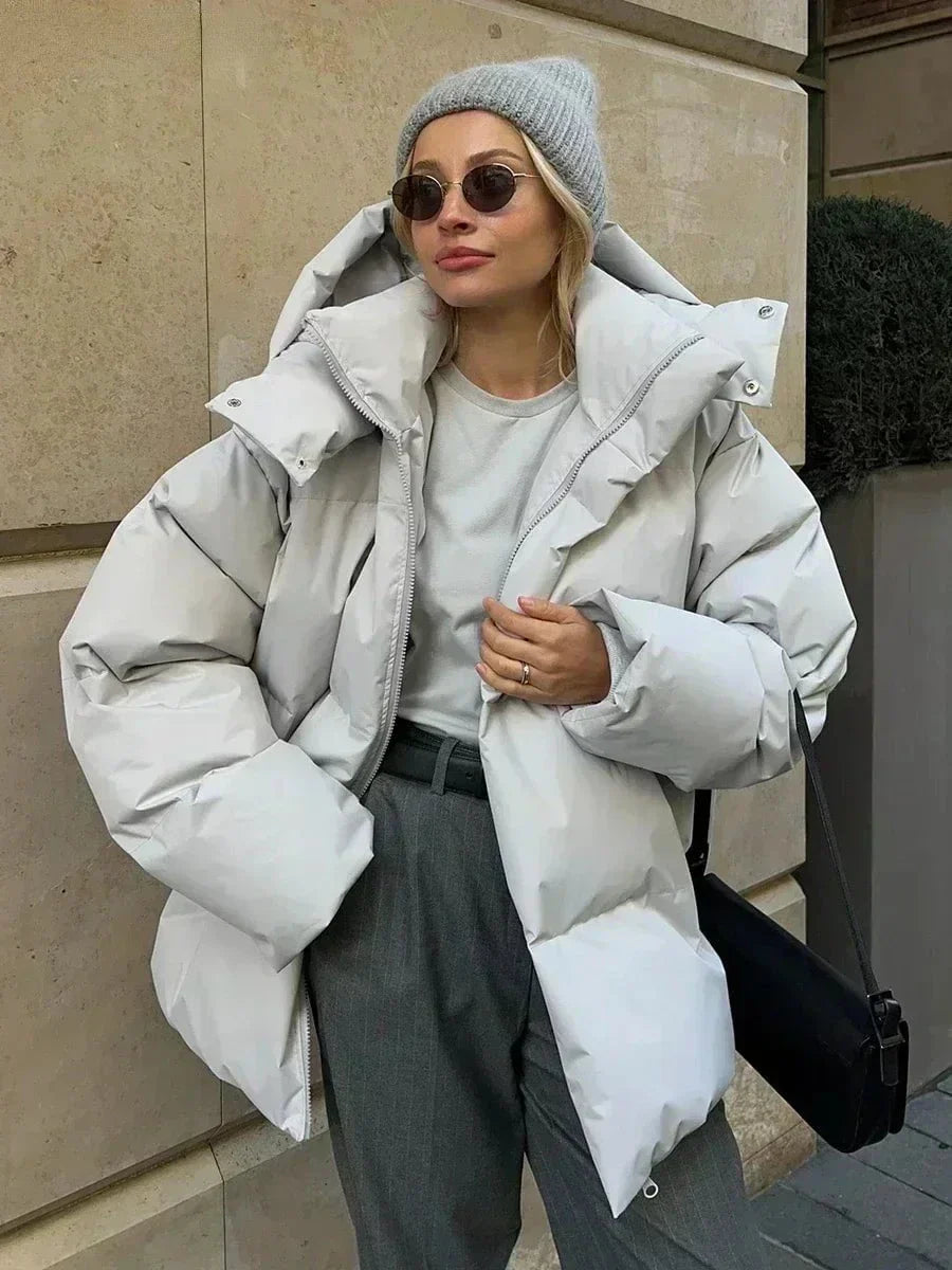 Norvielle Damen Oversize Daunenjacke Kapuze Warm