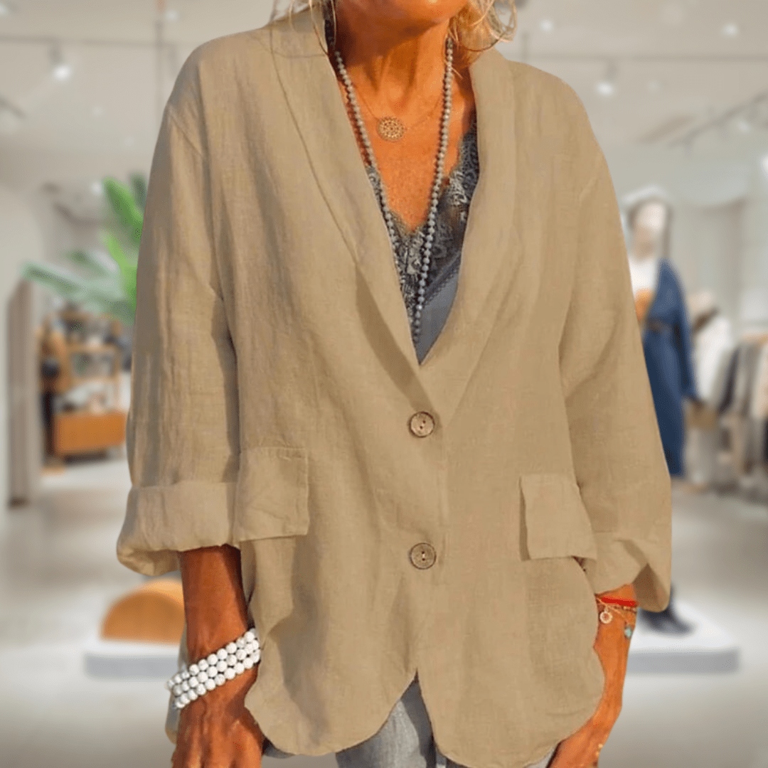 Norvielle Damen Leinenblazer Beige - Norvielle