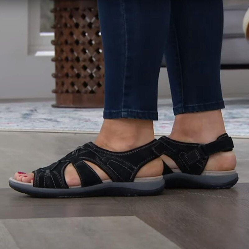 Damen Freizeitsandalen Riemen Zum Gehen Leder