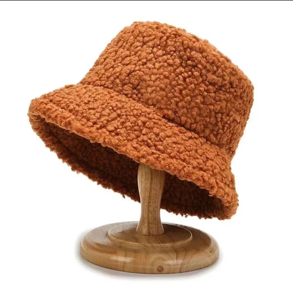 Damen Bucket Hut Weich Warm Beige