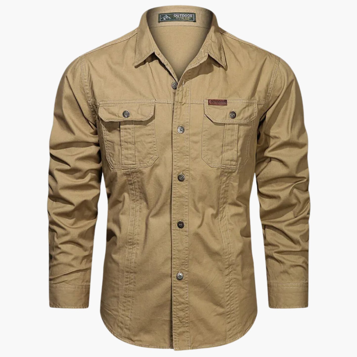 Herren Outdoor Hemd Baumwolle Brusttaschen Beige