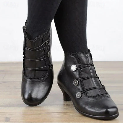 Damen Viktorianische Schnür-Stiefeletten Spitzenbesatz