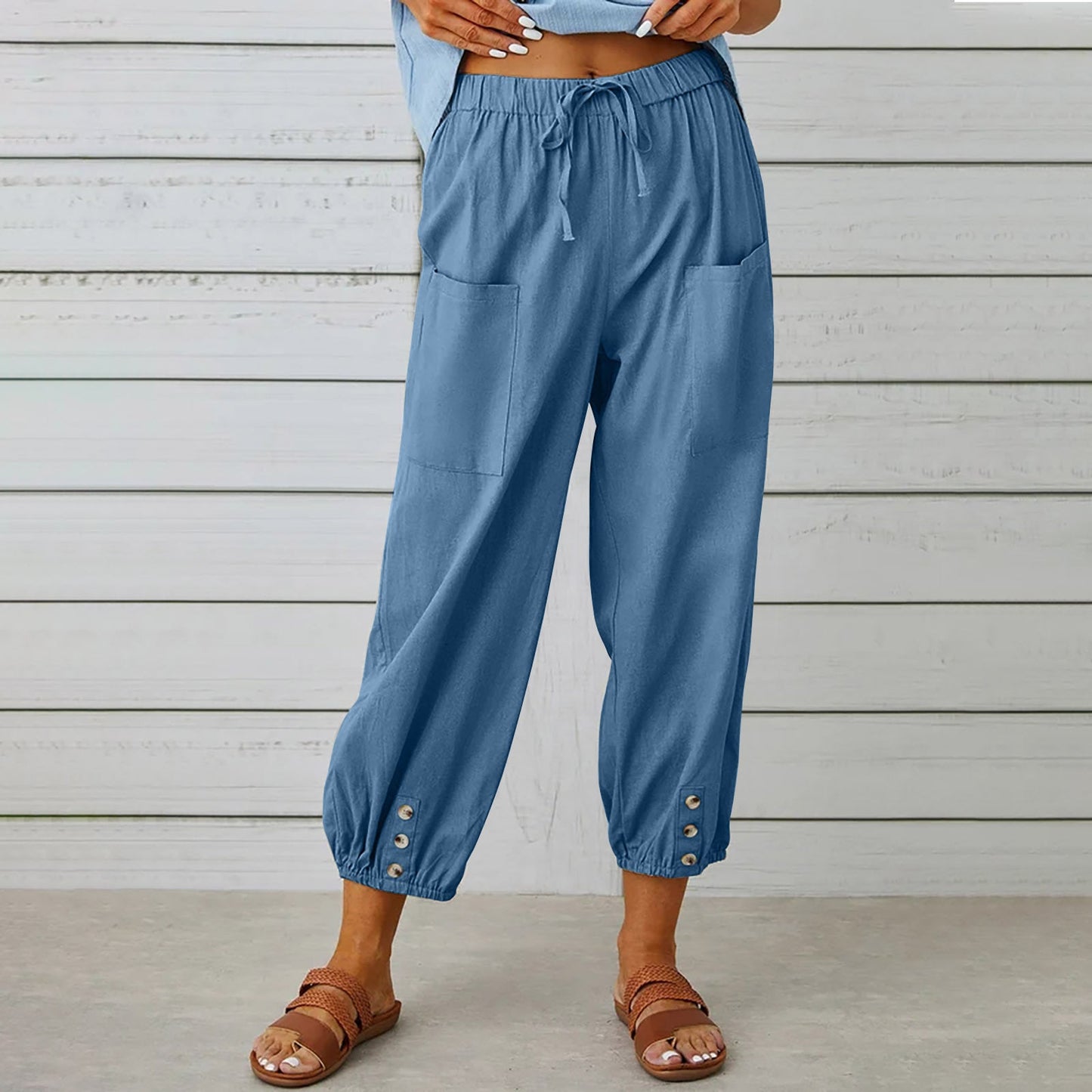 Damen Cargo Hose Tunnelzug Bein