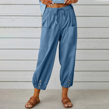 Damen Cargo Hose Tunnelzug Bein