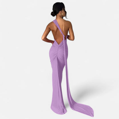 Damen Maxikleid Ein-Schulter-Neckholder