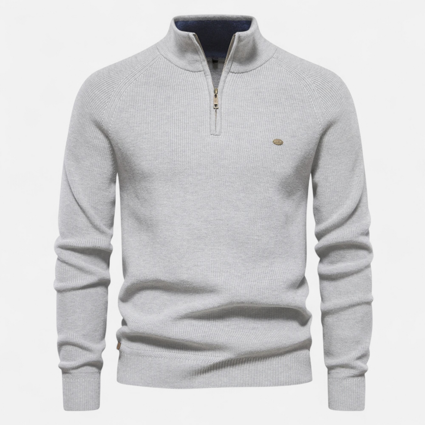 Herren Strickpullover Stehkragen Reißverschluss Baumwolle - Norvielle