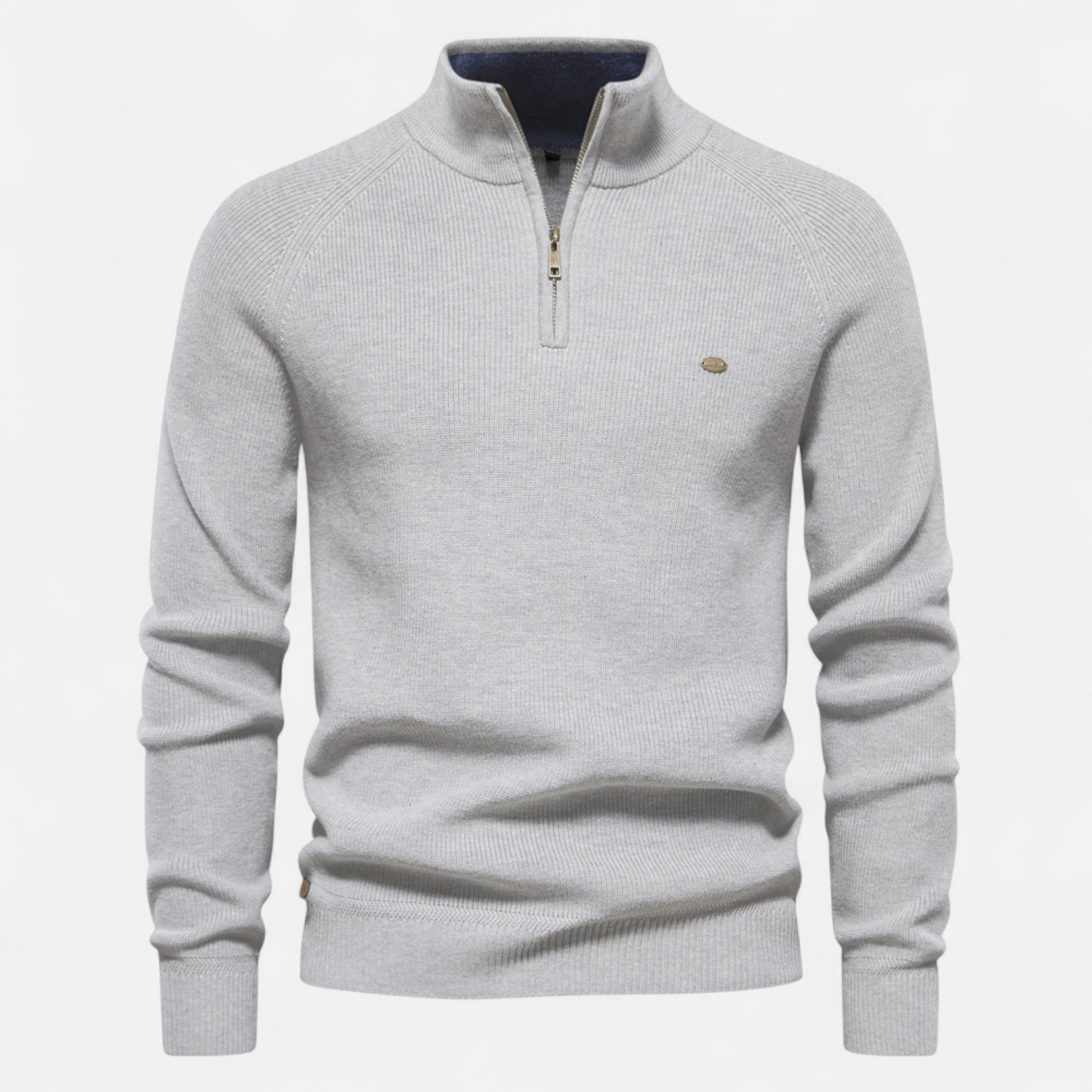 Herren Strickpullover Stehkragen Reißverschluss Baumwolle - Norvielle