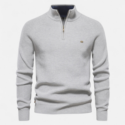 Herren Strickpullover Stehkragen Reißverschluss Baumwolle - Norvielle