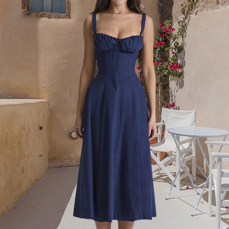 Damen Sommerkleid Midi mit Trägern und Bustier