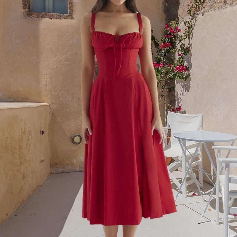 Damen Sommerkleid Midi mit Trägern und Bustier