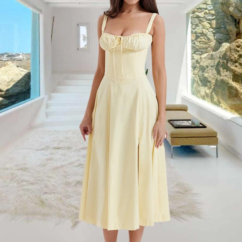 Damen Sommerkleid Midi mit Trägern und Bustier