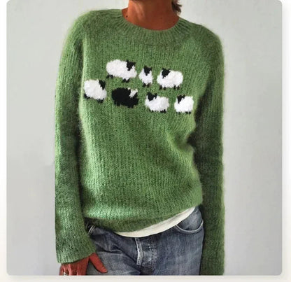 Fair-Isle-Pullover Damen Gemütlich Wollig