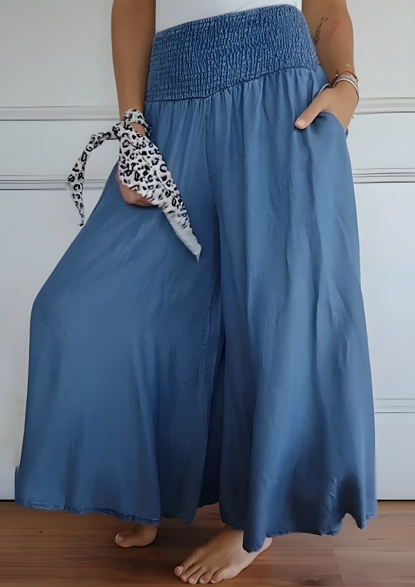 Damenhose Elastischer Bund Weites Bein Komfort Schwarz - Norvielle