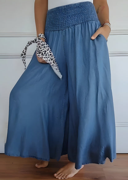 Damenhose Elastischer Bund Weites Bein Komfort Schwarz - Norvielle