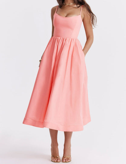Elegantes Damen Strapless Midi-Kleid