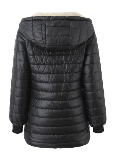 Damen Steppjacke mit Kapuze Fleece