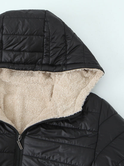 Damen Steppjacke mit Kapuze Fleece