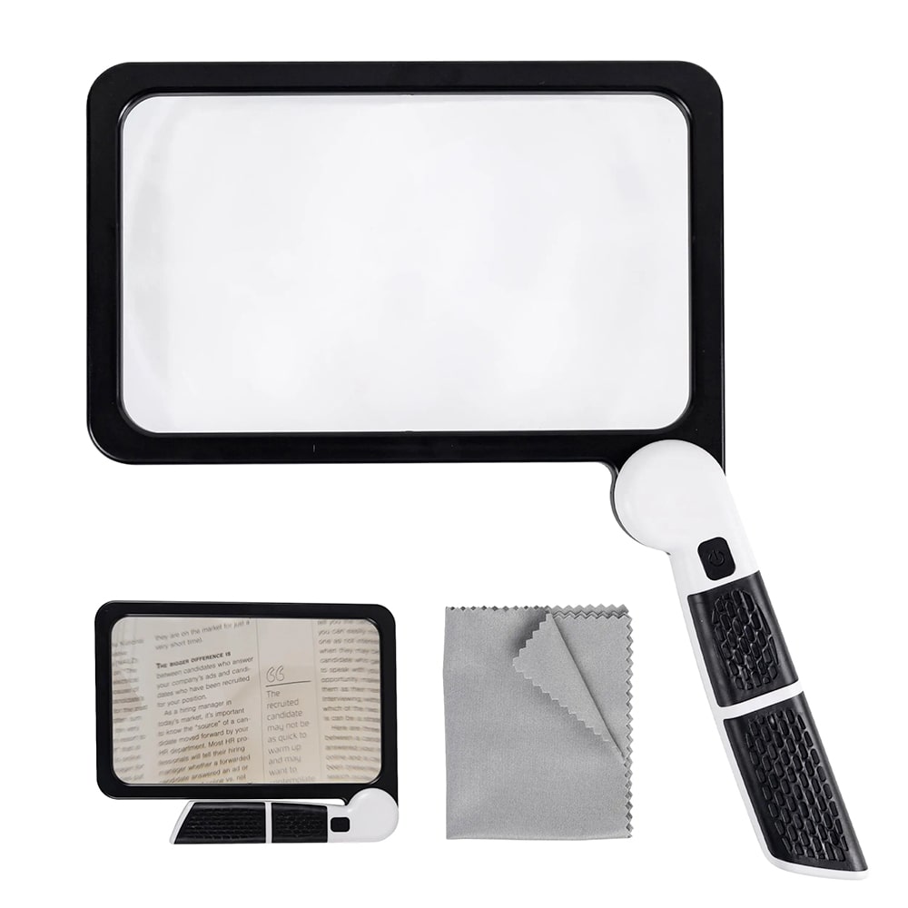 Handheld Lupe 5x Vergrößerung LED Beleuchtung Leselupe für Senioren