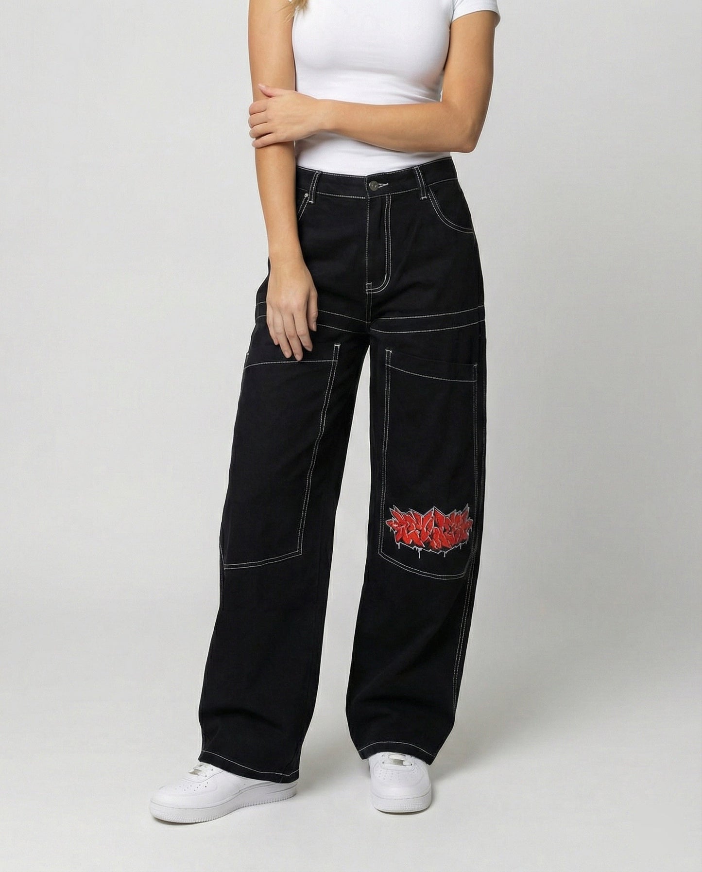 Herren Baggy Jeans Denim Weite Passform Lässig