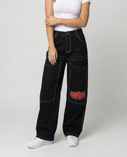 Herren Baggy Jeans Denim Weite Passform Lässig
