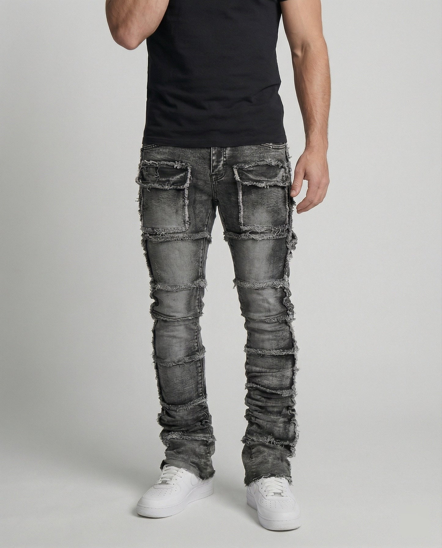 Herren Slimfit Jeans Cargotaschen