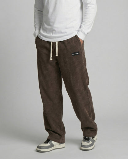 Herren Cordhose Weit Kordelzug Beige