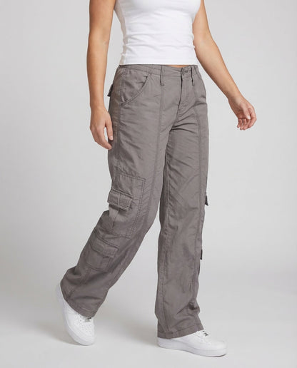 Damen Cargohose Tiefes Bein Ziernähte
