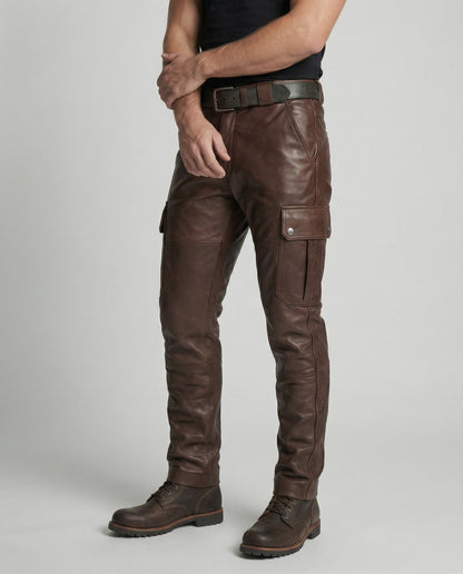 Herren Lederhose Cargo-Style mit Taschen - Norvielle
