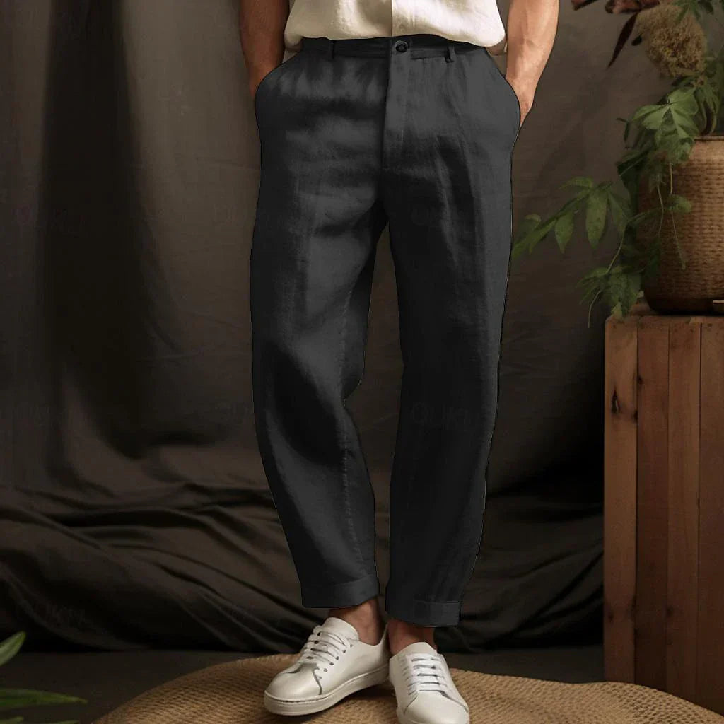 Herrenhose Lockerer Schnitt Baumwolle Beige