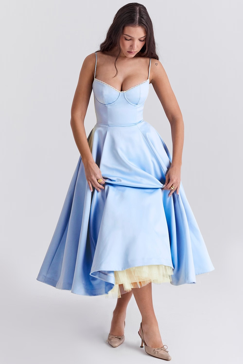 Damen Sommerkleid Midilänge Bustier