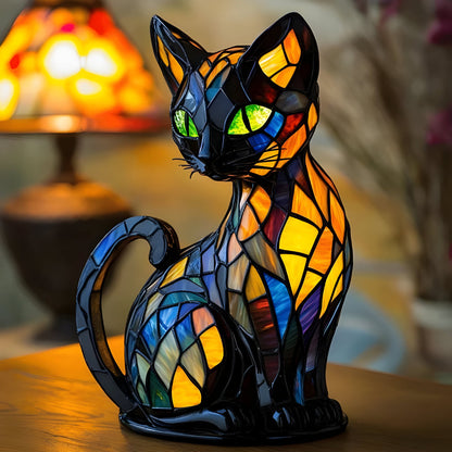 Glas Katzenlampe Farbwechsel Tischleuchte Handgefertigt - Norvielle