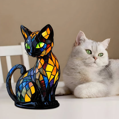 Glas Katzenlampe Farbwechsel Tischleuchte Handgefertigt