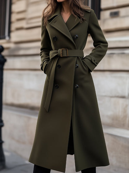 Damen Winter Trenchcoat Lang mit Gürtel - Norvielle