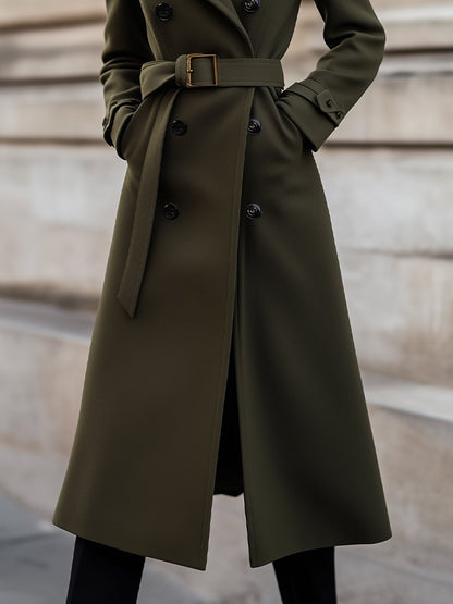 Damen Winter Trenchcoat Lang mit Gürtel